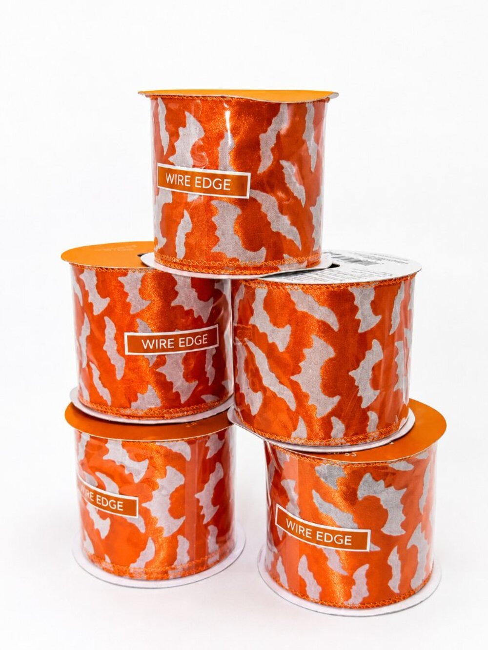 Halloween Bat Wired Edge Ribbon Spool Bundle Lot Spooky Crafting Orange